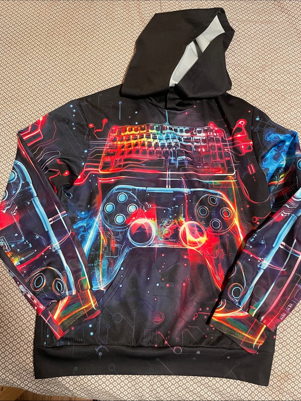 Black Gaming Controller Graphic Hoodie
